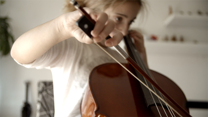 Cellist Practicing her skills